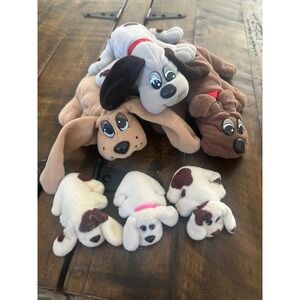 Vintage Pound Puppies Plush Lot Large Dogs and Newborn Puppies Set of 6
